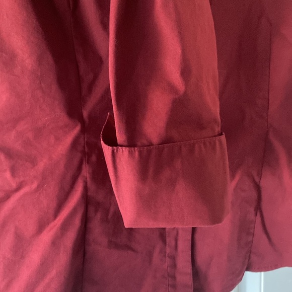 Women’s fitted long sleeve blouse top, beautiful burgundy colour and folded cuff - Picture 6 of 11